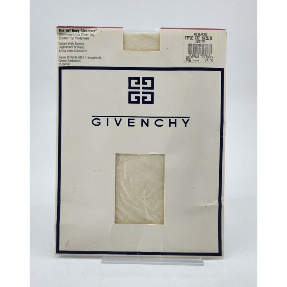 Givenchy Body Gleamers Shimmery Ultra Sheer Leg Control Pantyhose 157 Ivory Sz B